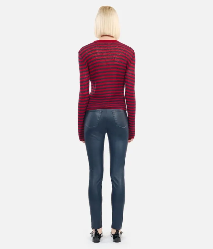 Women Navy Blue Leathereffect Skinny Jeans THE KOOPLES Jeans and Pants