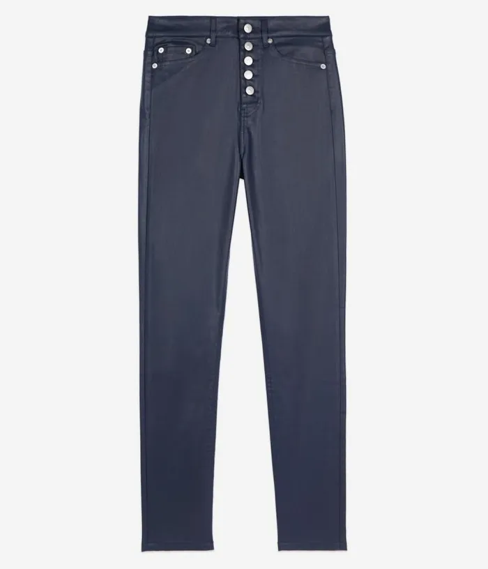 Women Navy Blue Leathereffect Skinny Jeans THE KOOPLES Jeans and Pants