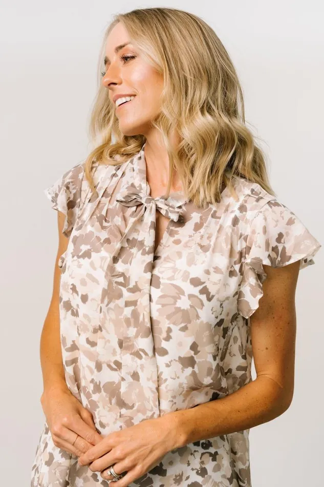 Women Niall Tie Top Off White Taupe Baltic Born Blouses and Shirts