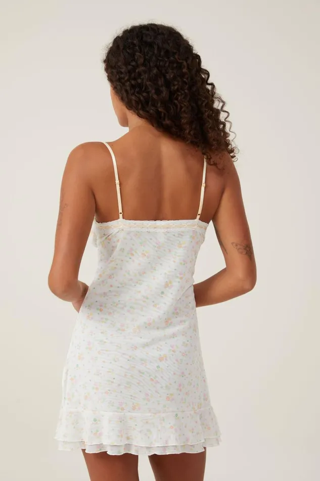 Women Nighties Cotton On Mesh Frill Hem Slip Follie Floral Cream Women Nighties Cotton On Mesh Frill Hem Slip Follie Floral Cream