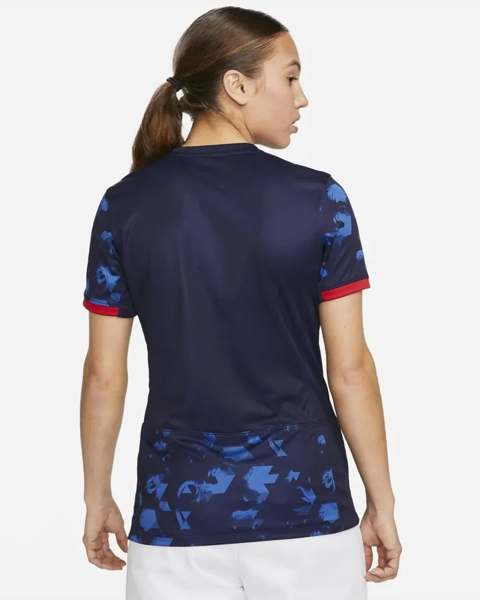 Women Nike All Clothing Netherlands 2023 Stadium Away Blackened Blueuniversity Redwhite