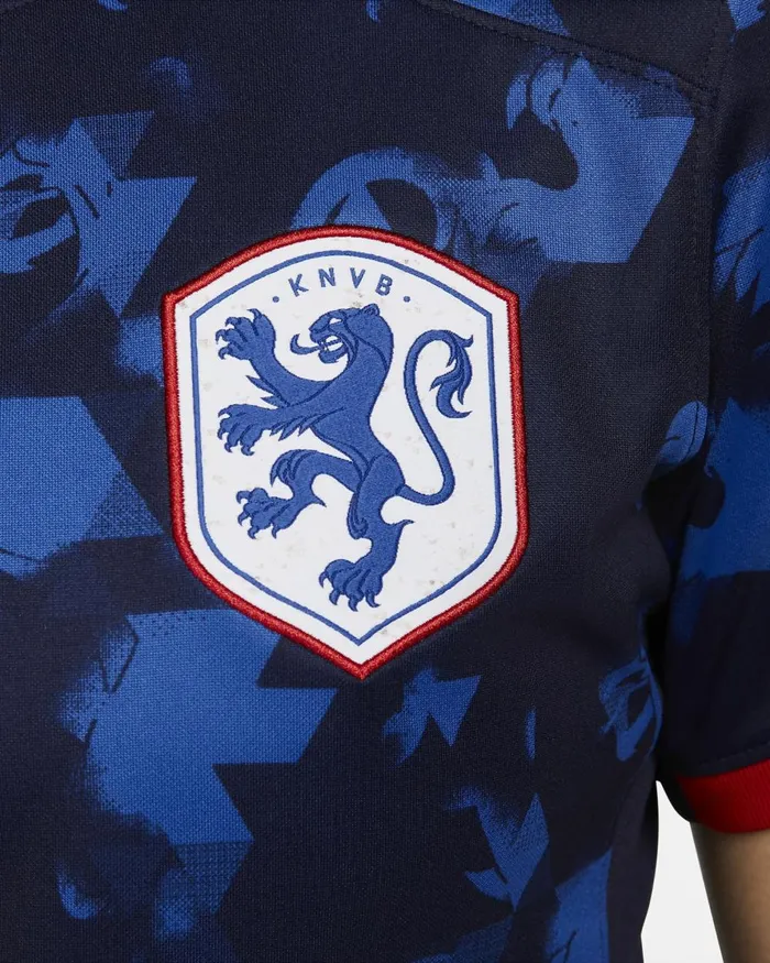 Women Nike All Clothing Netherlands 2023 Stadium Away Blackened Blueuniversity Redwhite