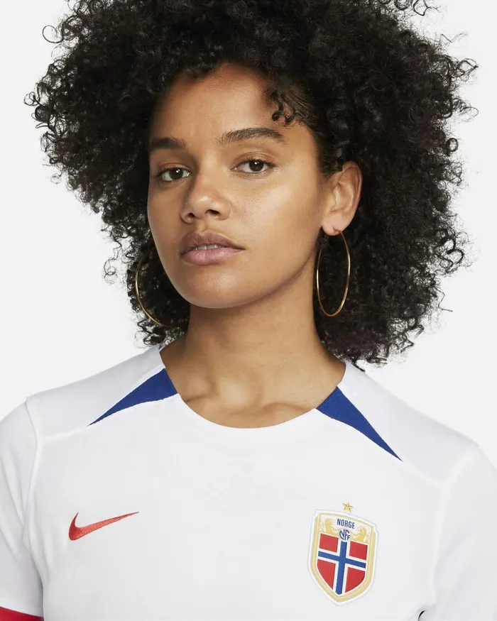 Women Nike All Clothing Norway 2023 Stadium Away Whiteglobal Blueglobal Redglobal Red