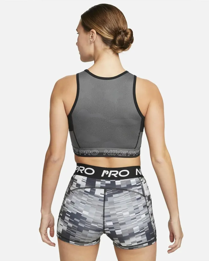 Women Nike All Clothing Pro DriFIT Blackiron Greywhitewhite