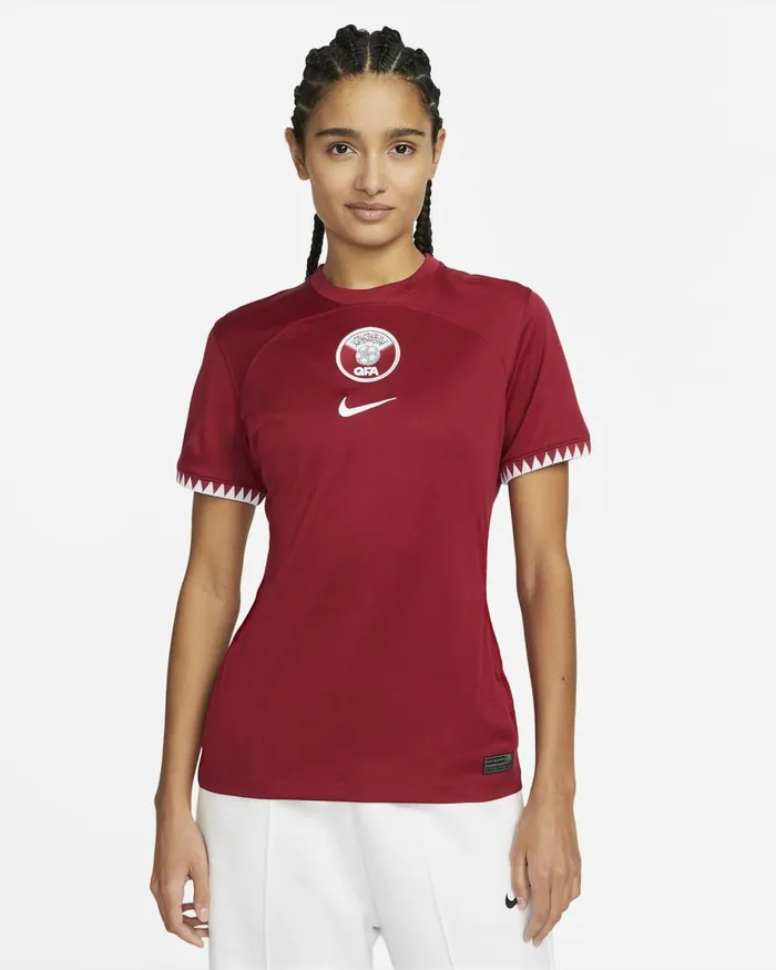 Women Nike All Clothing Qatar 202223 Stadium Home Desert Maroonwhite