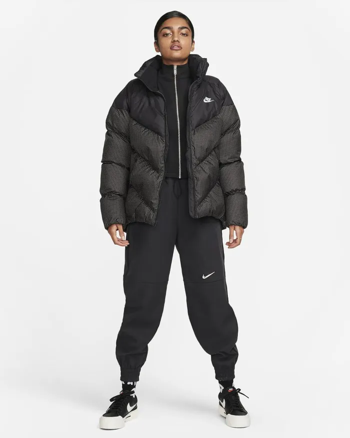Women Nike All Clothing Sportswear Windpuffer Blackwhite