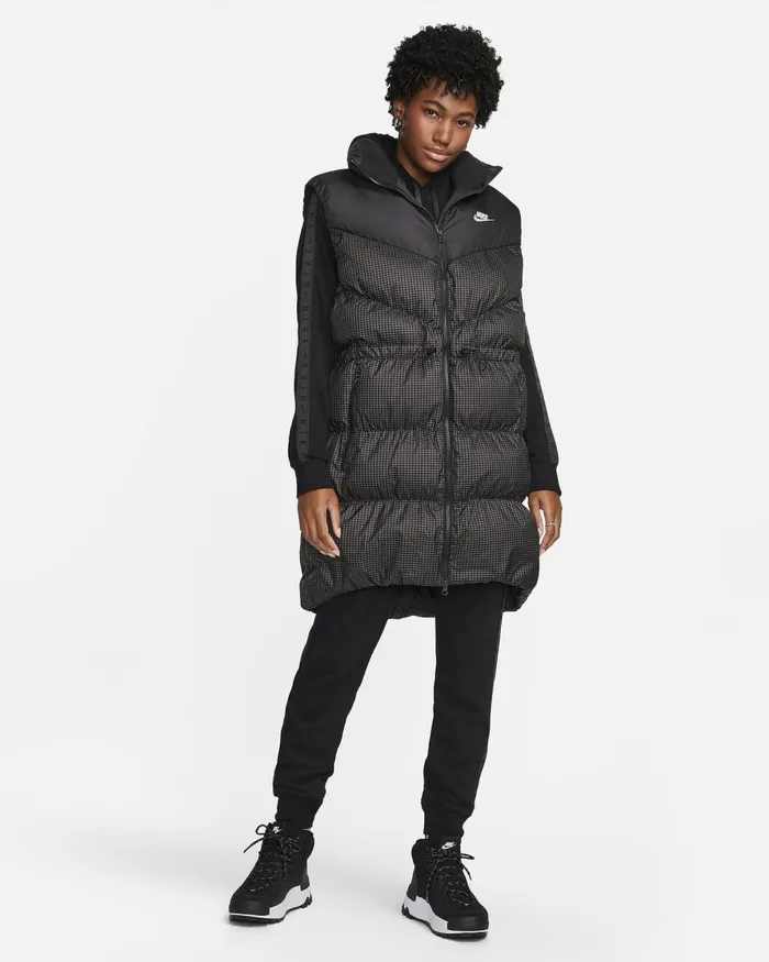 Women Nike All Clothing Sportswear Windpuffer Blackwhite