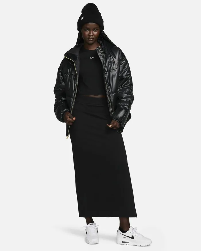 Women Nike Jackets Sportswear Classic Puffer Shine Blackblack