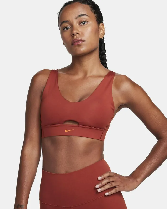 Women Nike Sports Bras Indy Plunge CutOut Rugged Orangesafety Orange