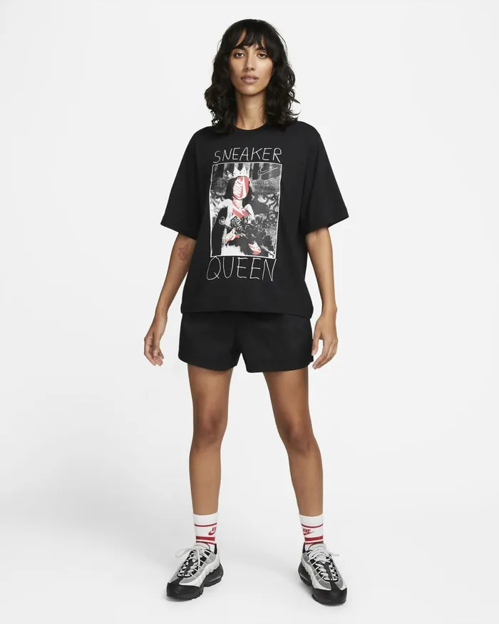 Women Nike Tops And TShirts Sportswear Blackwhite