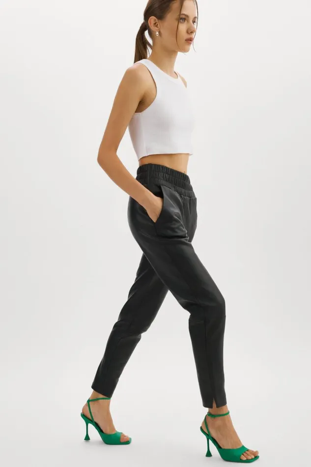 Women NINETA Leather Joggers Black LAMARQUE Pants and Shorts Women NINETA Leather Joggers Black LAMARQUE Pants and Shorts