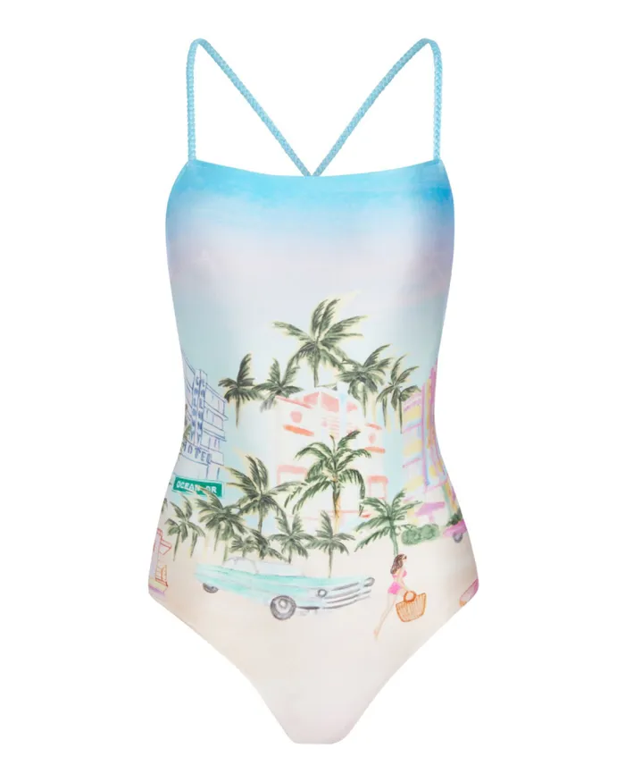 Women One Pieces PatBO MIAMI PRINT SWIMSUIT FINAL SALE Multi