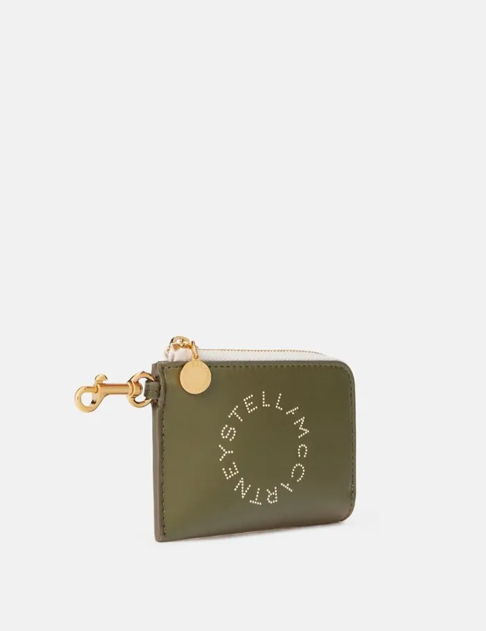 Women Online Exclusive Logo Zip Cardholder Military Green Stella McCartney Card Cases