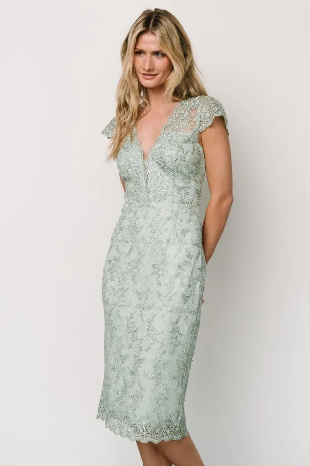 Women Oriana Embossed Shimmer Midi Dress Sage Baltic Born Midi Dresses Women Oriana Embossed Shimmer Midi Dress Sage Baltic Born Midi Dresses
