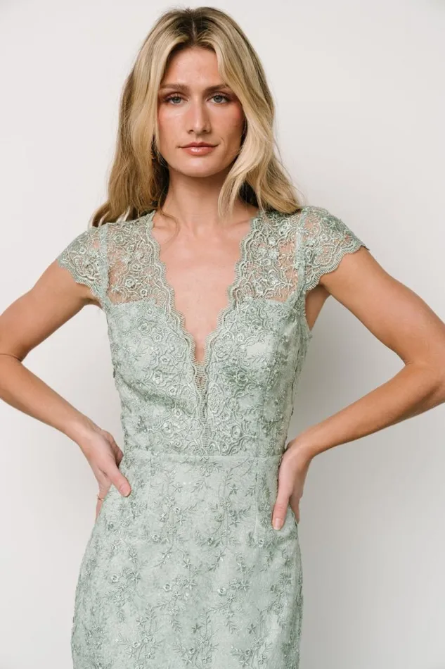 Women Oriana Embossed Shimmer Midi Dress Sage Baltic Born Midi Dresses Women Oriana Embossed Shimmer Midi Dress Sage Baltic Born Midi Dresses