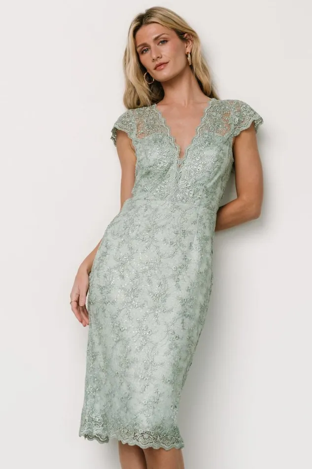 Women Oriana Embossed Shimmer Midi Dress Sage Baltic Born Midi Dresses Women Oriana Embossed Shimmer Midi Dress Sage Baltic Born Midi Dresses