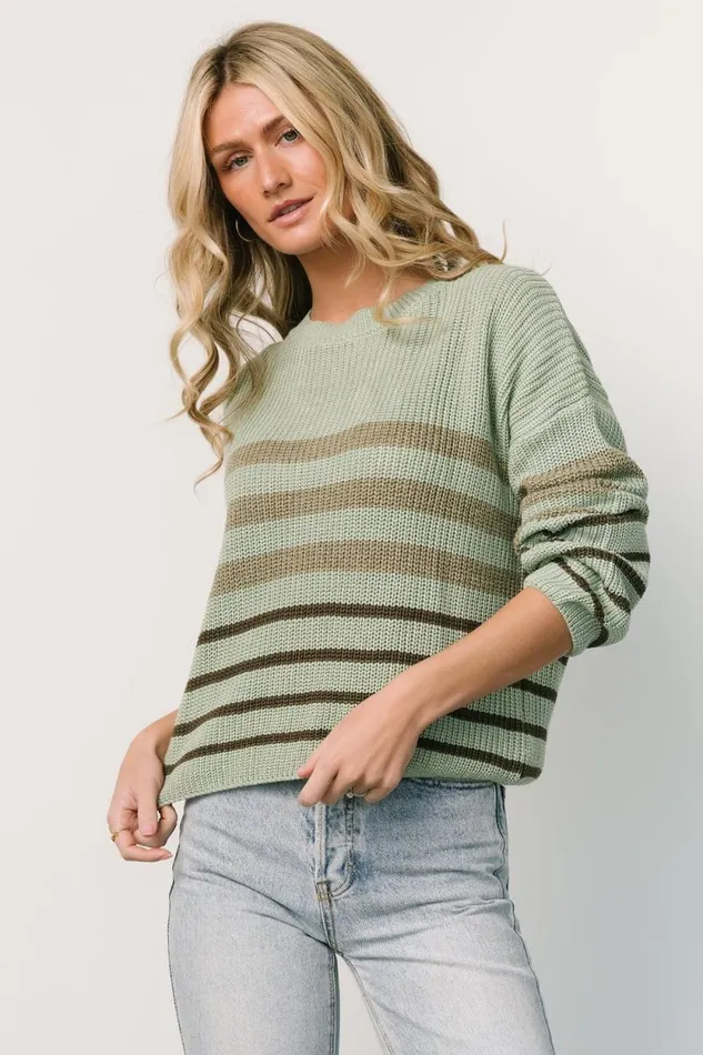 Women Oslo Striped Sweater Dusty Olive Baltic Born Sweaters