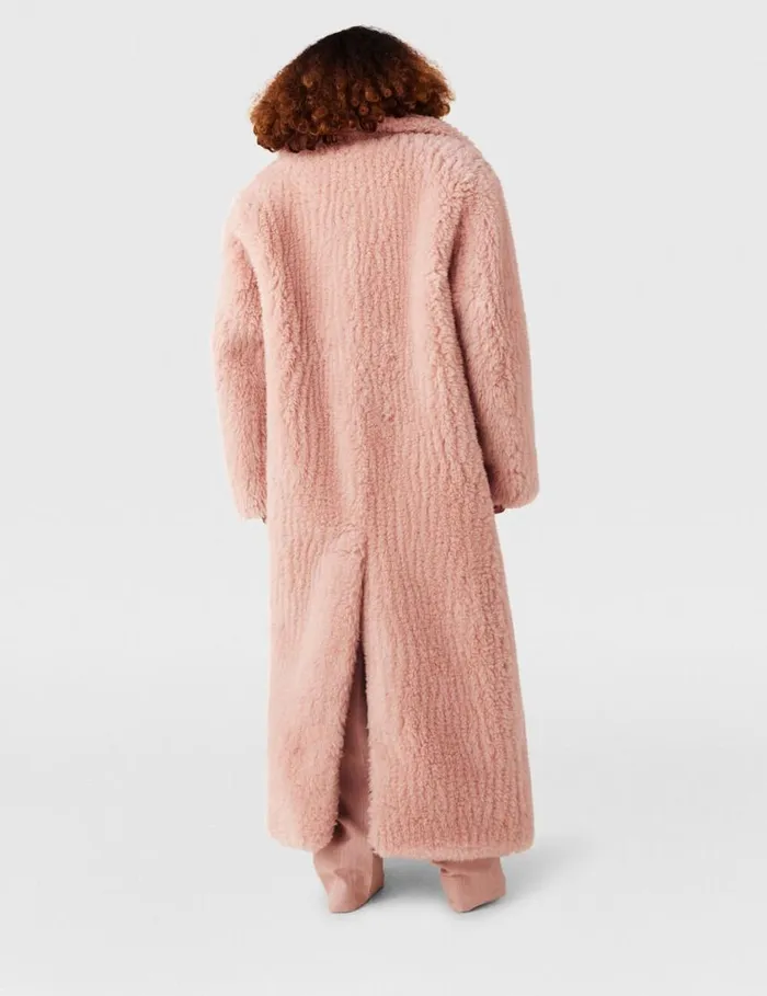 Women Oversized Plush Teddy Long Coat Dusty Pink Stella McCartney Coats And Jackets