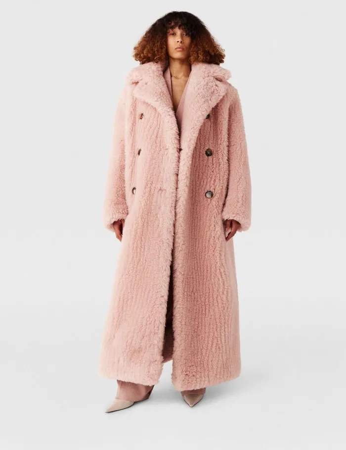 Women Oversized Plush Teddy Long Coat Dusty Pink Stella McCartney Coats And Jackets