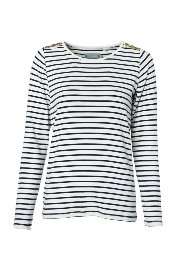 Women Padstow Long Sleeve Crew Neck Tee Natural Ink Navy Stripe Holland Cooper Tops Women Padstow Long Sleeve Crew Neck Tee Natural Ink Navy Stripe Holland Cooper Tops