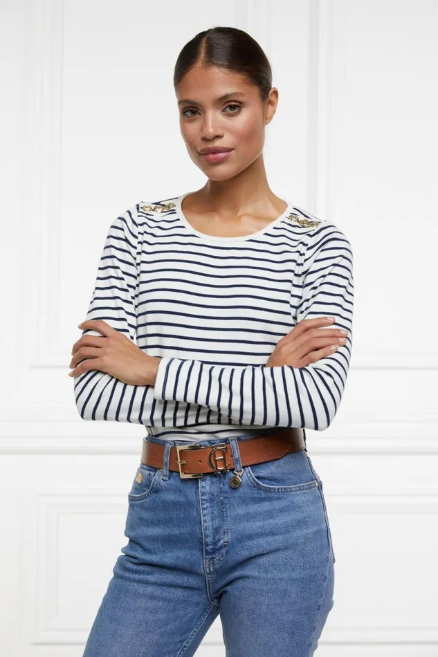 Women Padstow Long Sleeve Crew Neck Tee Natural Ink Navy Stripe Holland Cooper Tops Women Padstow Long Sleeve Crew Neck Tee Natural Ink Navy Stripe Holland Cooper Tops