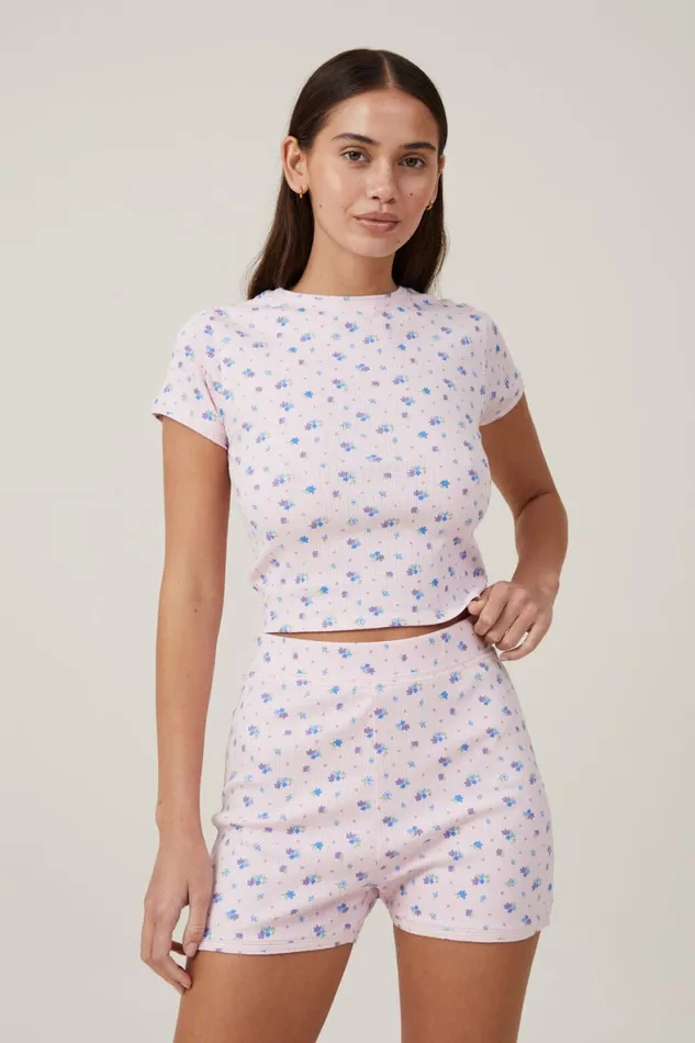 Women Pajamas Cotton On Picot Pointelle Short Imogen Ditsy Pink