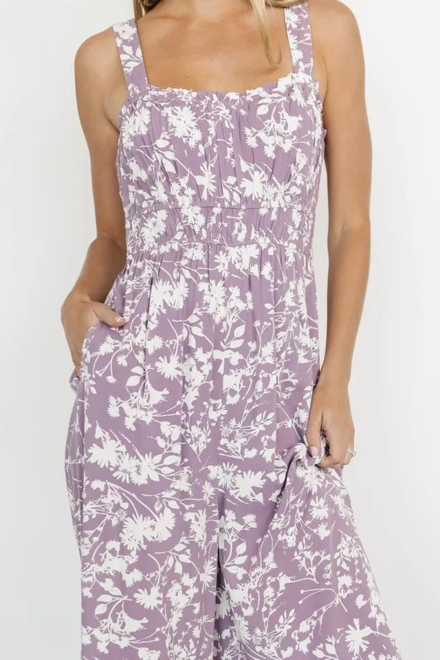 Women Palisades Tank Jumpsuit Lavender Print Baltic Born Jumpsuits and Rompers