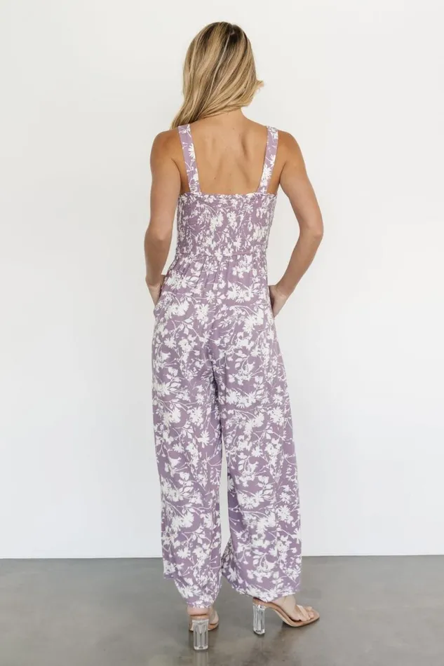 Women Palisades Tank Jumpsuit Lavender Print Baltic Born Jumpsuits and Rompers