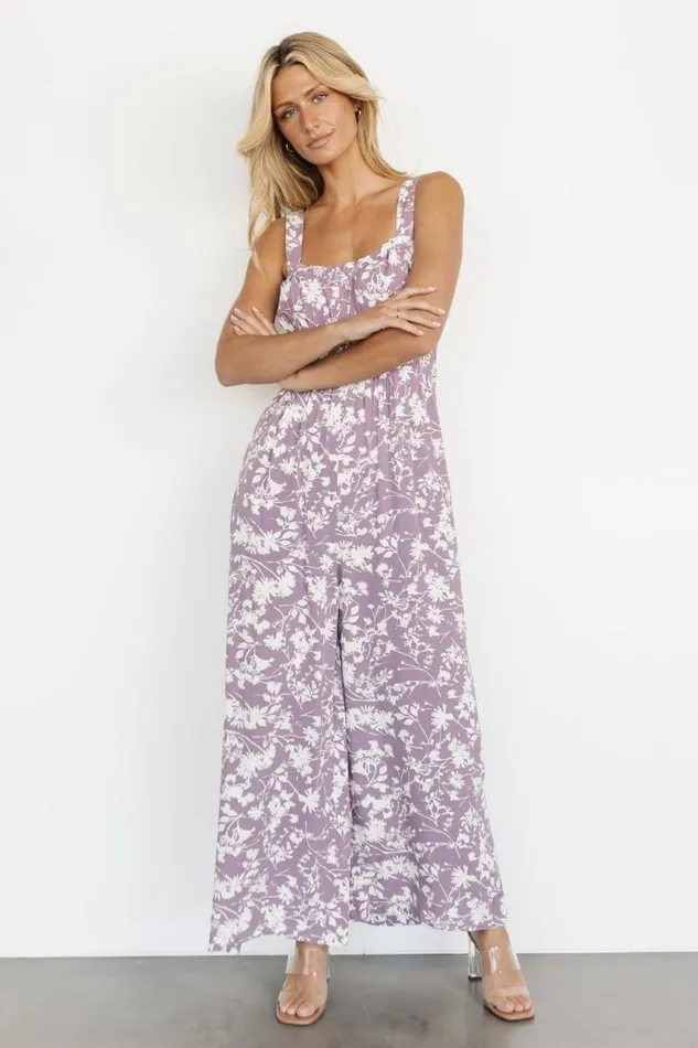 Women Palisades Tank Jumpsuit Lavender Print Baltic Born Jumpsuits and Rompers
