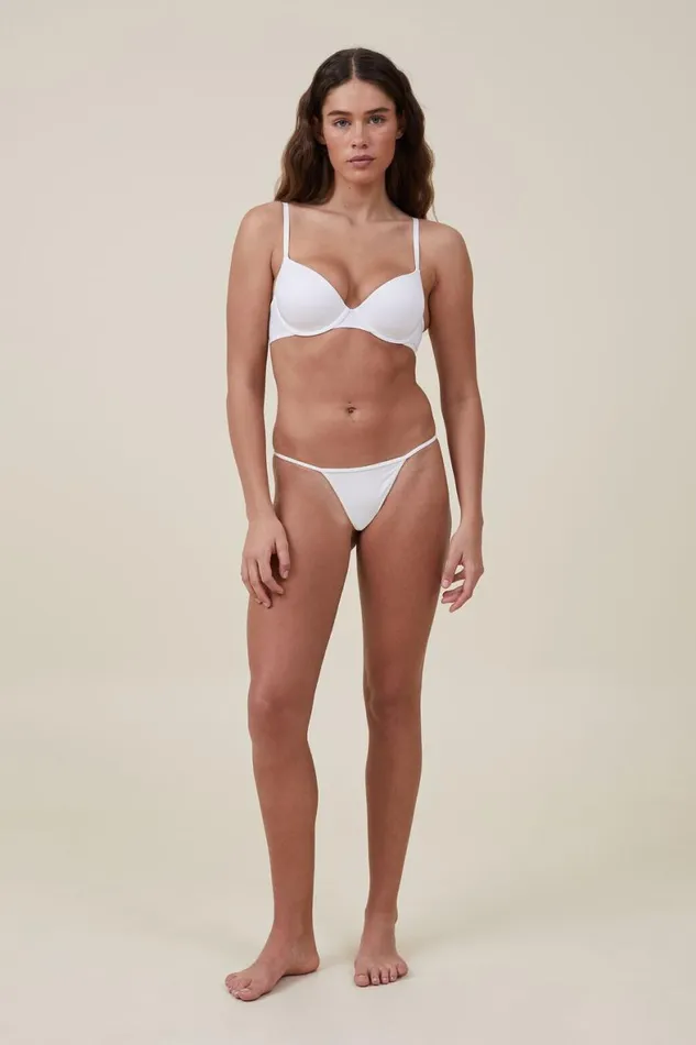 Women Panties Cotton On Tiny Invisible Tanga Thong r Cream