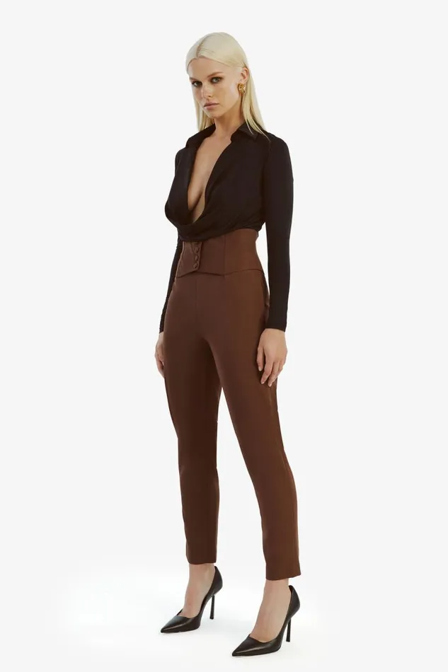 Women Pants Bardot Corset Pant In Chocolate Chocolate Women Pants Bardot Corset Pant In Chocolate Chocolate