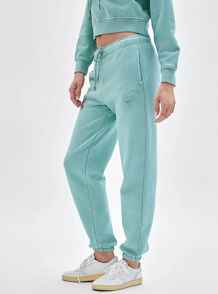 Women Pants GUESS Guess Originals Teal Olivia Logo Trackpants Women Pants GUESS Guess Originals Teal Olivia Logo Trackpants