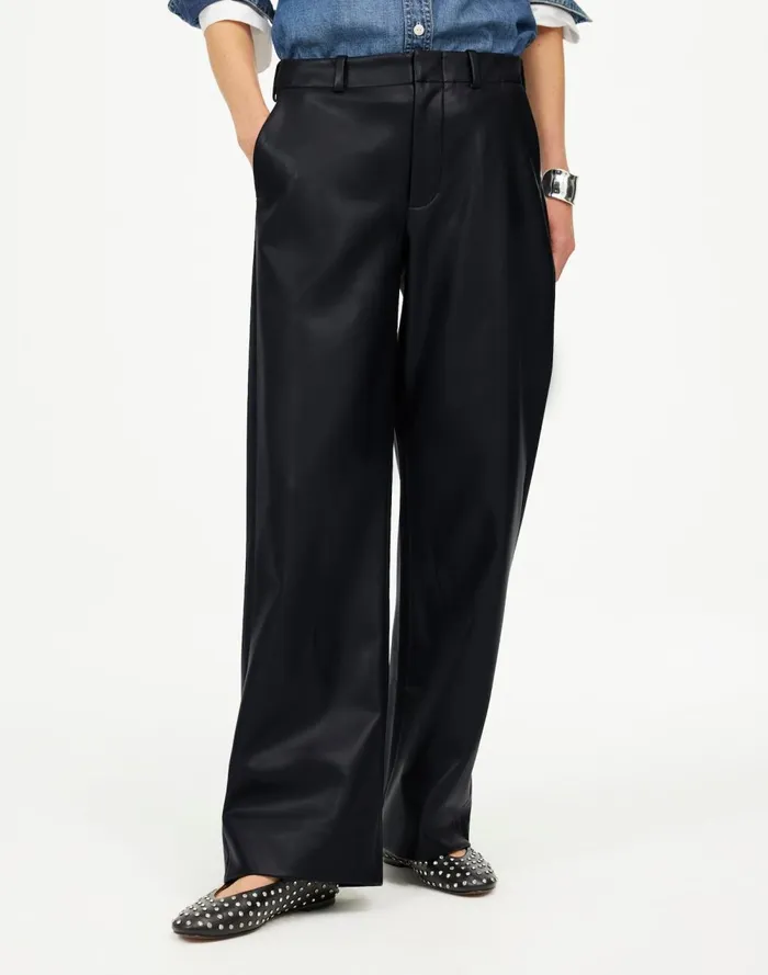 Women Pants Madewell LowSlung Baggy Pants In Faux Leather Black
