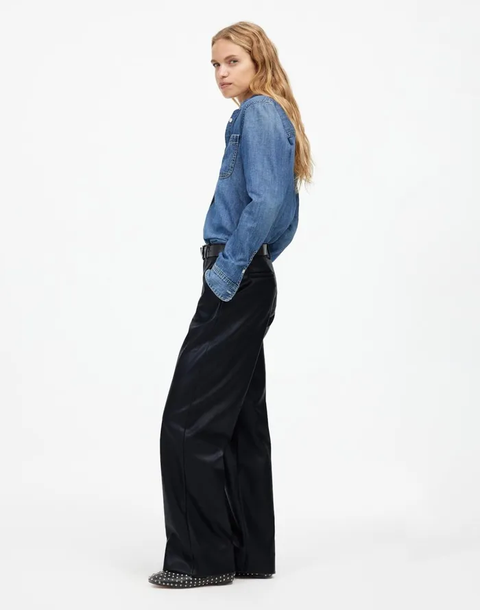 Women Pants Madewell LowSlung Baggy Pants In Faux Leather Black