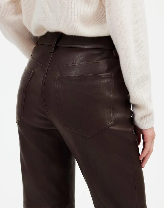 Women Pants Madewell The 03990s Straight MidRise Pant In Leather Dark Coffee