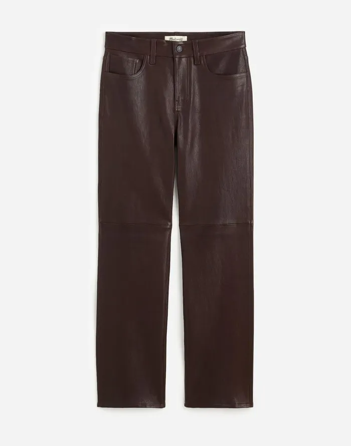 Women Pants Madewell The 03990s Straight MidRise Pant In Leather Dark Coffee
