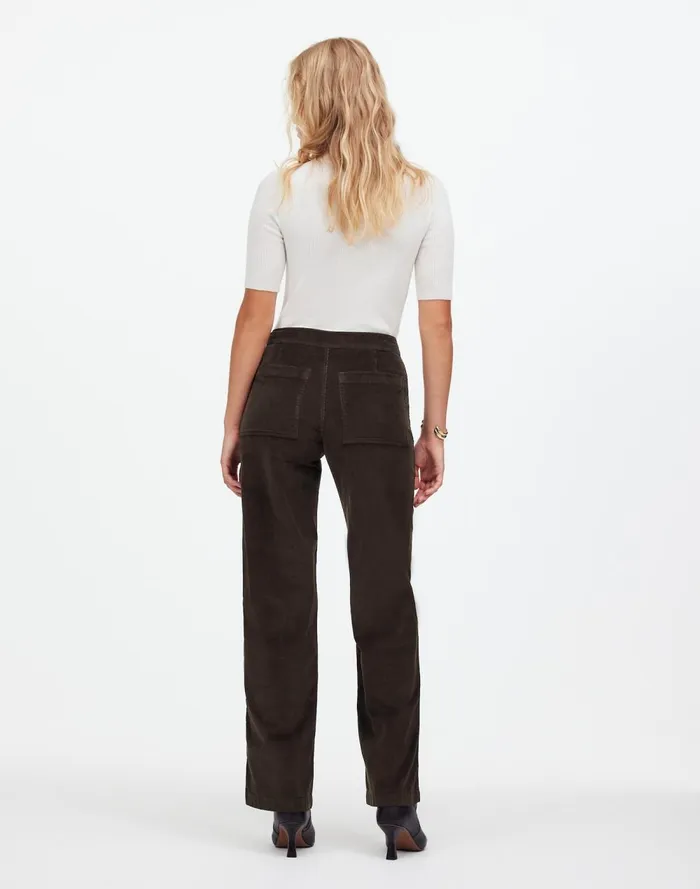 Women Pants Madewell The Emmett WideLeg Pant In Corduroy Welt Pocket Edition Dark Carob