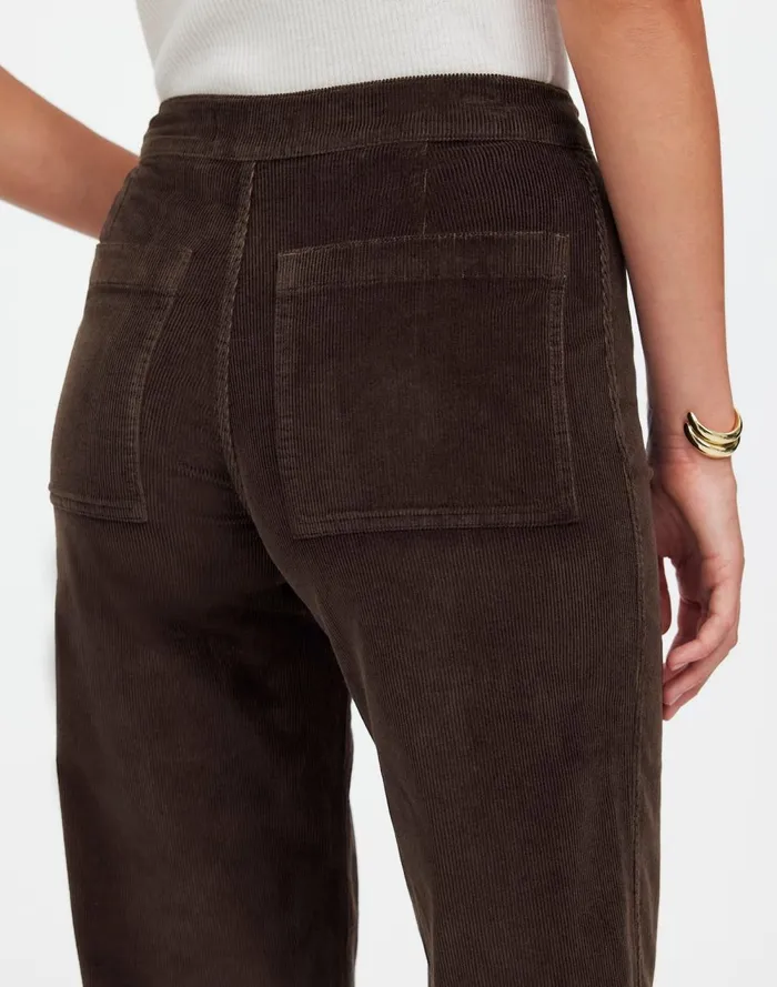 Women Pants Madewell The Emmett WideLeg Pant In Corduroy Welt Pocket Edition Dark Carob
