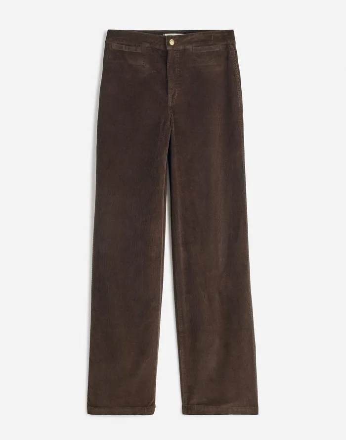 Women Pants Madewell The Emmett WideLeg Pant In Corduroy Welt Pocket Edition Dark Carob