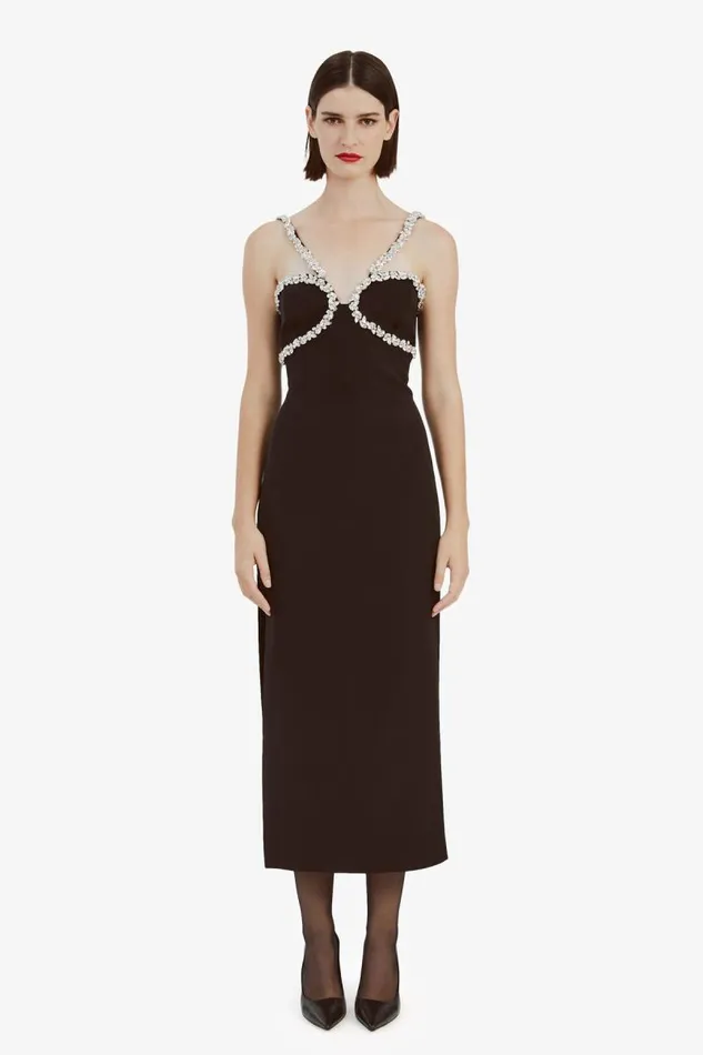 Women Party Dresses Bardot Amalia Diamante Midi Dress In Black Black Women Party Dresses Bardot Amalia Diamante Midi Dress In Black Black