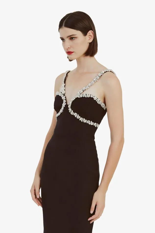 Women Party Dresses Bardot Amalia Diamante Midi Dress In Black Black Women Party Dresses Bardot Amalia Diamante Midi Dress In Black Black