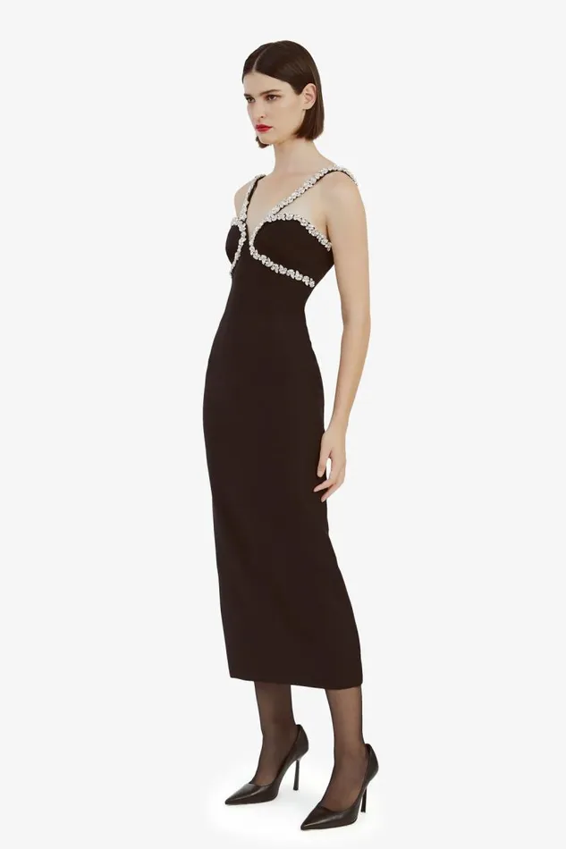 Women Party Dresses Bardot Amalia Diamante Midi Dress In Black Black Women Party Dresses Bardot Amalia Diamante Midi Dress In Black Black