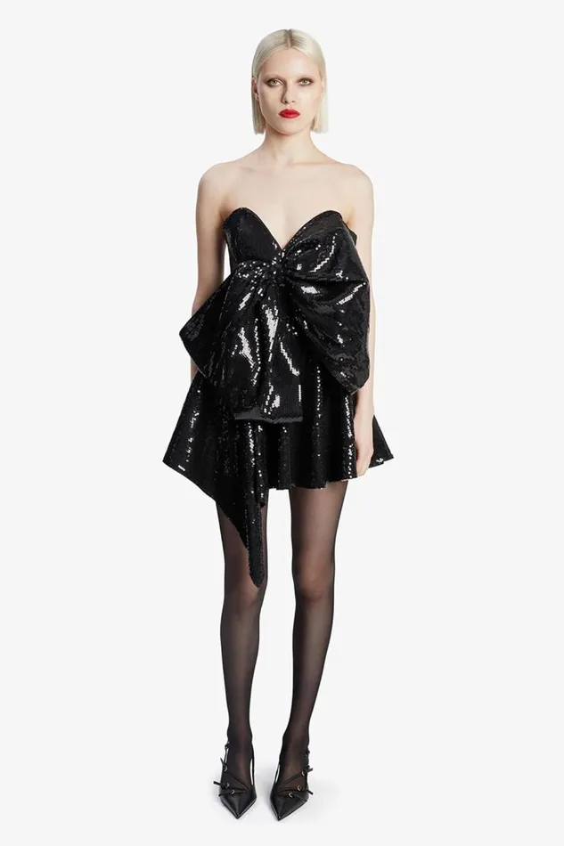 Women Party Dresses Bardot Brydie Bow Mini Dress In Black Black Women Party Dresses Bardot Brydie Bow Mini Dress In Black Black