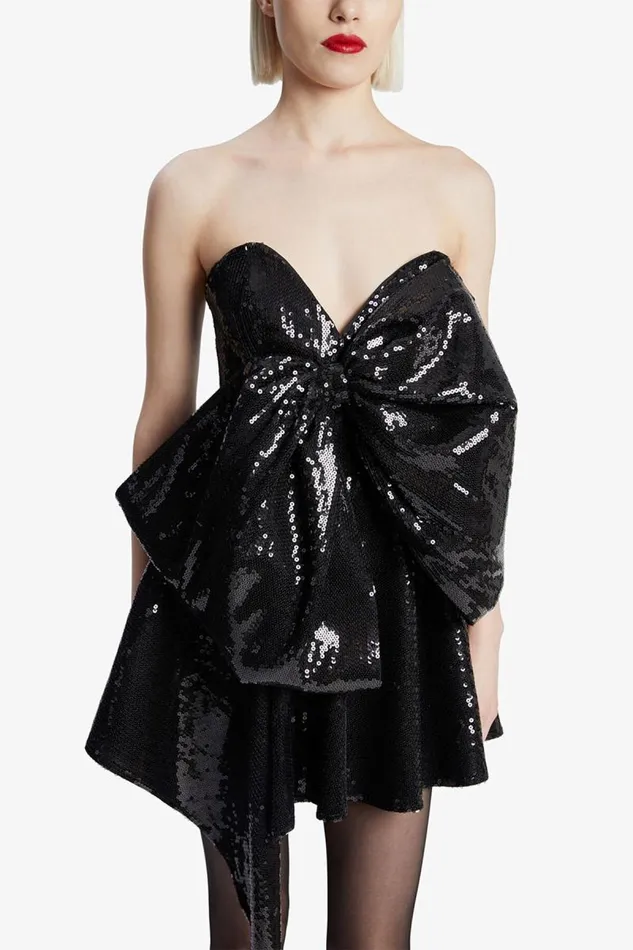 Women Party Dresses Bardot Brydie Bow Mini Dress In Black Black Women Party Dresses Bardot Brydie Bow Mini Dress In Black Black