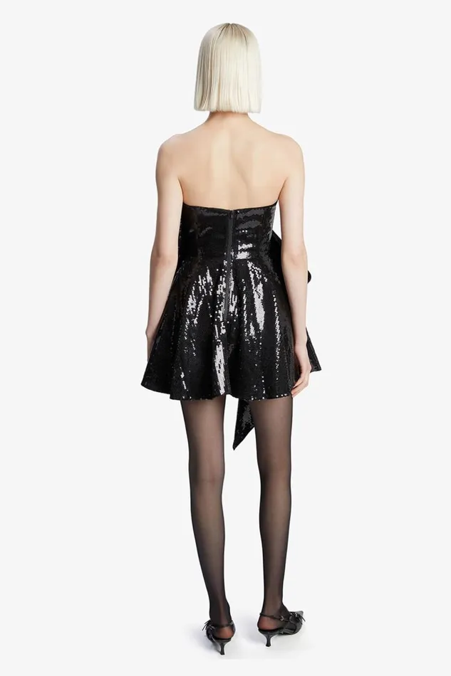 Women Party Dresses Bardot Brydie Bow Mini Dress In Black Black Women Party Dresses Bardot Brydie Bow Mini Dress In Black Black