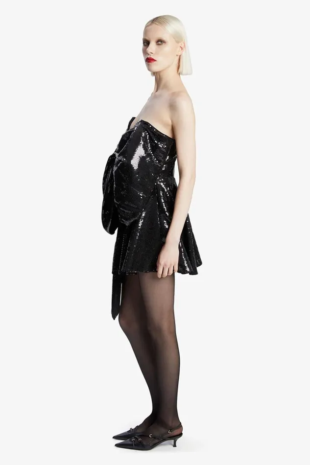 Women Party Dresses Bardot Brydie Bow Mini Dress In Black Black Women Party Dresses Bardot Brydie Bow Mini Dress In Black Black