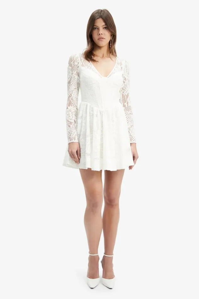 Women Party Dresses Bardot Ellie Lace Corset Dress In Ivory Ivory