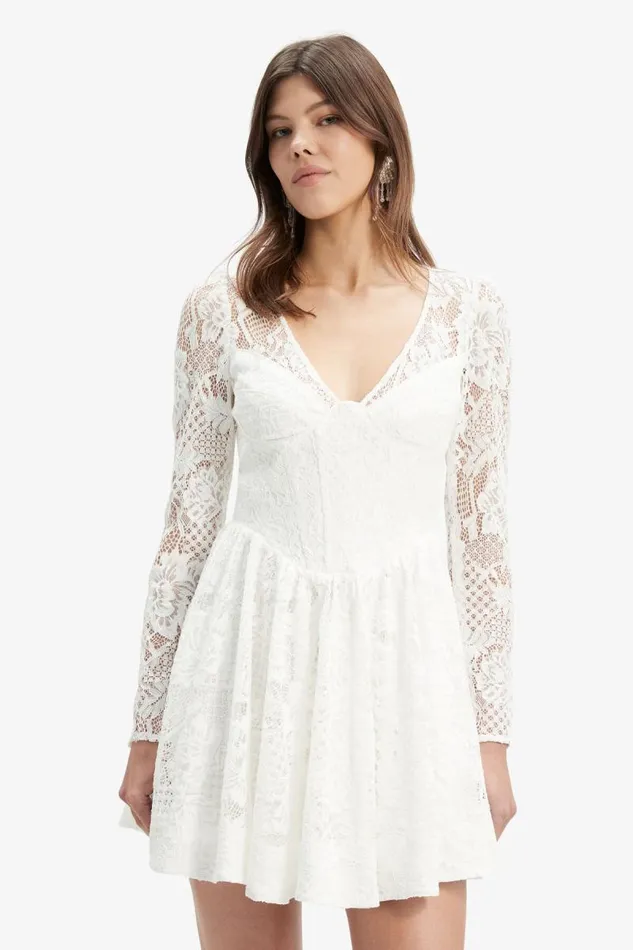 Women Party Dresses Bardot Ellie Lace Corset Dress In Ivory Ivory