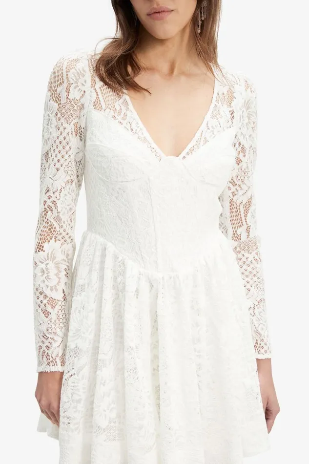 Women Party Dresses Bardot Ellie Lace Corset Dress In Ivory Ivory