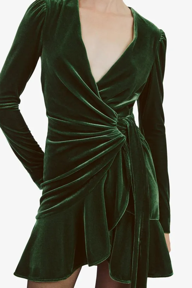 Women Party Dresses Bardot Keala Velour Mini Dress In Brt Green Brt Green Women Party Dresses Bardot Keala Velour Mini Dress In Brt Green Brt Green